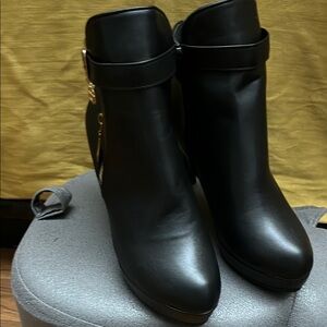 Black Ankle Boots with High Heel and Strap Detail.NWOT